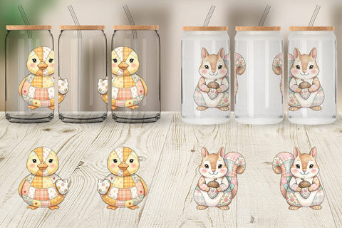 Glass Can Sweet Picnic Patchwork Watercolor Sublimation artnoy 