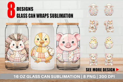 Glass Can Sweet Picnic Patchwork Watercolor Sublimation artnoy 