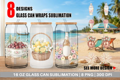 Glass Can Sweet Summer Treats Soft Watercolor Sublimation artnoy 
