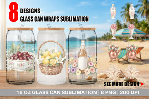 Glass Can Sweet Summer Treats Soft Watercolor Sublimation artnoy 