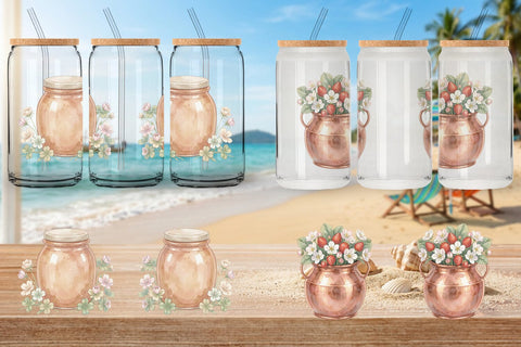 Glass Can Sweet Summer Treats Soft Watercolor Sublimation artnoy 