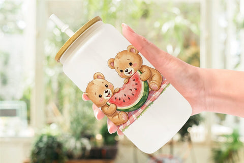 Glass Can Sweet Treats Teddy Bear Sublimation artnoy 