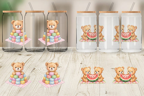 Glass Can Sweet Treats Teddy Bear Sublimation artnoy 