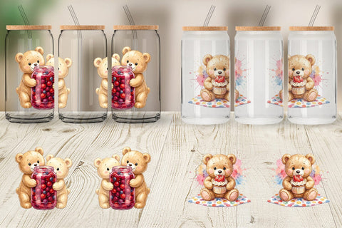 Glass Can Sweet Treats Teddy Bear Sublimation artnoy 