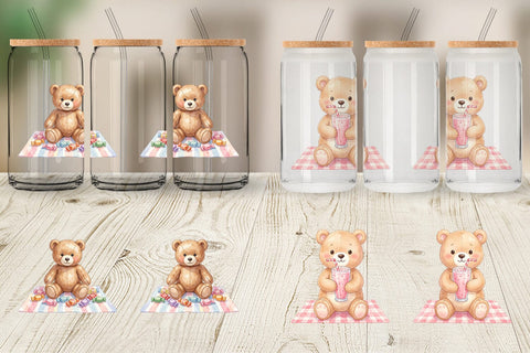 Glass Can Sweet Treats Teddy Bear Sublimation artnoy 