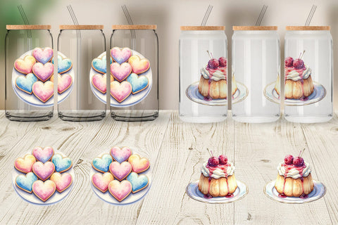 Glass Can Sweet Watercolor Cakes & Pies Sublimation artnoy 