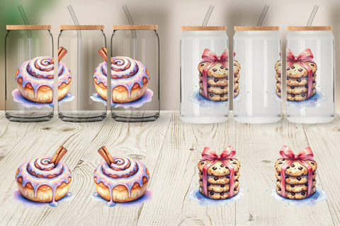 Glass Can Sweet Watercolor Cakes & Pies Sublimation artnoy 