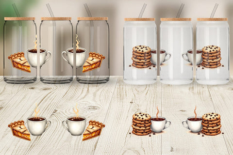 Glass Can Sweet Winter Treats & Coffee Watercolor Sublimation artnoy 