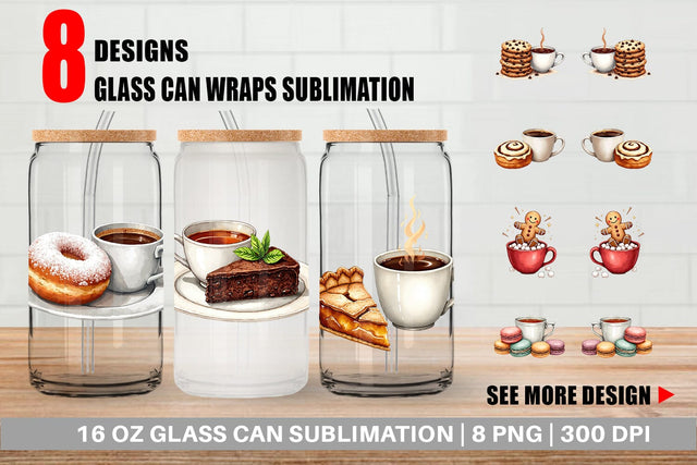 Glass Can Sweet Winter Treats & Coffee Watercolor Sublimation artnoy 