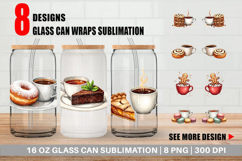 Glass Can Sweet Winter Treats & Coffee Watercolor Sublimation artnoy 