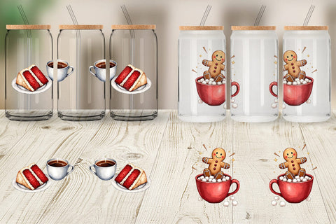 Glass Can Sweet Winter Treats & Coffee Watercolor Sublimation artnoy 