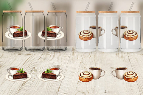 Glass Can Sweet Winter Treats & Coffee Watercolor Sublimation artnoy 