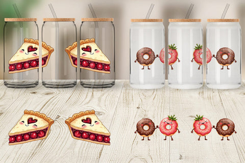 Glass Can Sweetheart Cafe Valentine Watercolor Treats Sublimation artnoy 