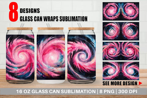 Glass Can Swirl Pink Galaxy Sublimation artnoy 