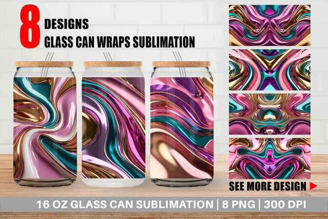 Glass Can Swirling Liquid Metallic Sublimation artnoy 