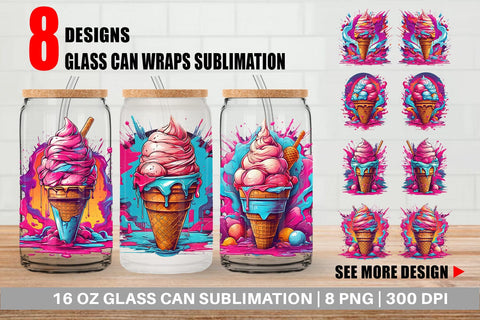 Glass Can Synthwave Ice Cream Sublimation artnoy 