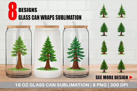 Glass Can Tall Pine Sublimation artnoy 