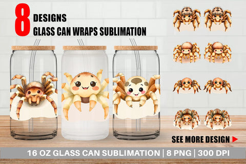 Glass Can Tarantula Wildlife Sublimation artnoy 