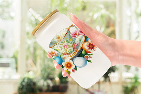 Glass Can Tea Cup Easter Eggs Sublimation artnoy 