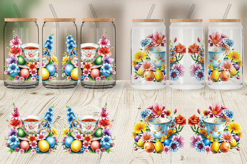Glass Can Tea Cup Easter Eggs Sublimation artnoy 