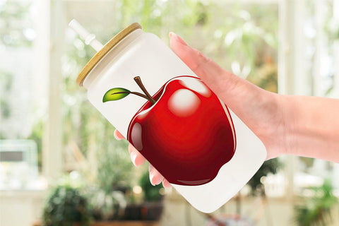 Glass Can Teacher Apple Clipart Sublimation artnoy 