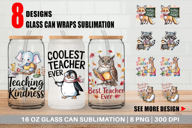 Glass Can Teacher Appreciation Sublimation artnoy 