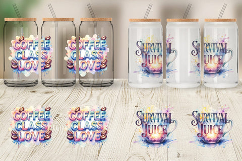Glass Can Teacher Coffee Quotes Sublimation artnoy 