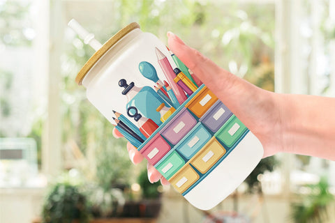 Glass Can Teacher Life Charm Sublimation artnoy 