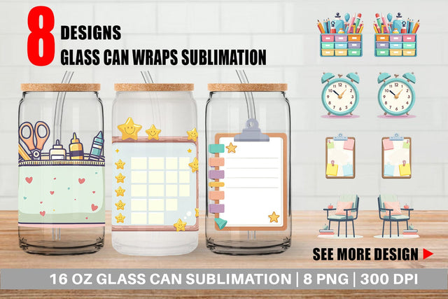 Glass Can Teacher Life Charm Sublimation artnoy 