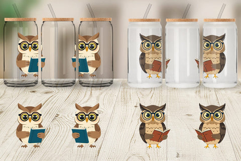 Glass Can Teacher Owl Sublimation artnoy 