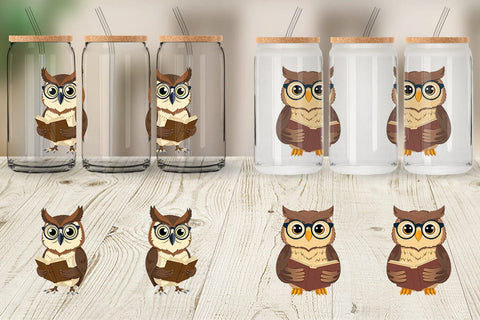 Glass Can Teacher Owl Sublimation artnoy 