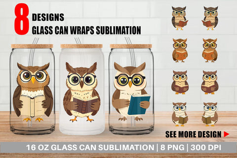 Glass Can Teacher Owl Sublimation artnoy 
