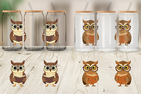 Glass Can Teacher Owl Sublimation artnoy 