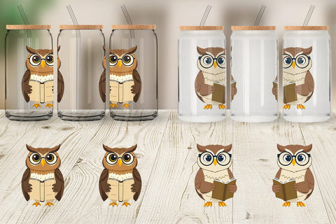 Glass Can Teacher Owl Sublimation artnoy 