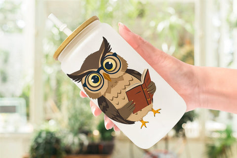 Glass Can Teacher Owl Sublimation artnoy 