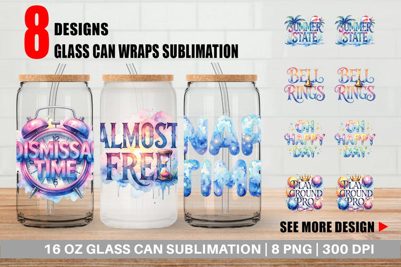 Glass Can Teacher Weekend Quotes Sublimation artnoy 