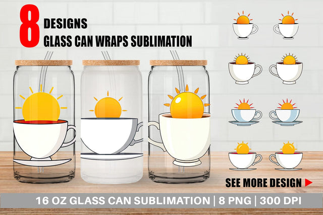Glass Can Teacup Sun Sublimation artnoy 