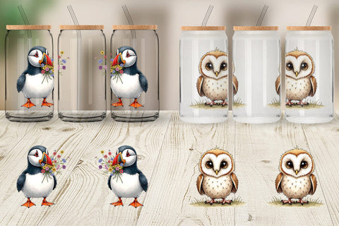 Glass Can The Awkward Aviary Quirky Hand-Drawn Bird Sublimation artnoy 