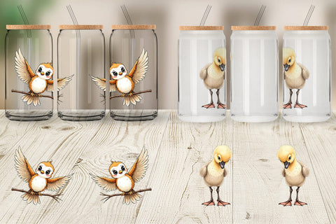 Glass Can The Awkward Aviary Quirky Hand-Drawn Bird Sublimation artnoy 