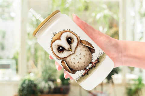 Glass Can The Awkward Aviary Quirky Hand-Drawn Bird Sublimation artnoy 