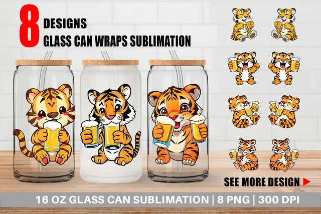 Glass Can Tiger Beer Day Sublimation artnoy 