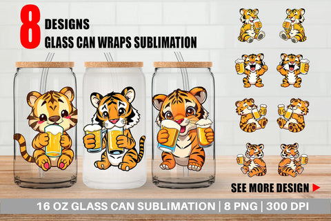 Glass Can Tiger Beer Day Sublimation artnoy 