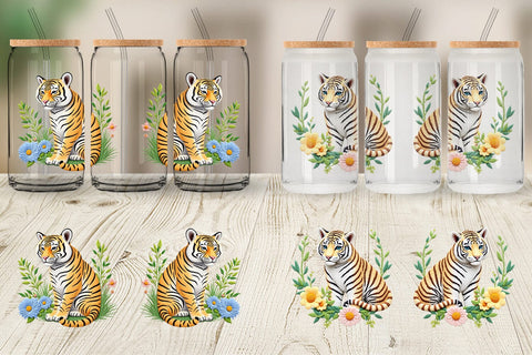 Glass Can Tiger Embroidery Sublimation artnoy 