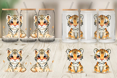 Glass Can Tiger Wildlife Sublimation artnoy 