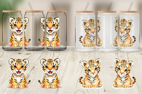 Glass Can Tiger Wildlife Sublimation artnoy 