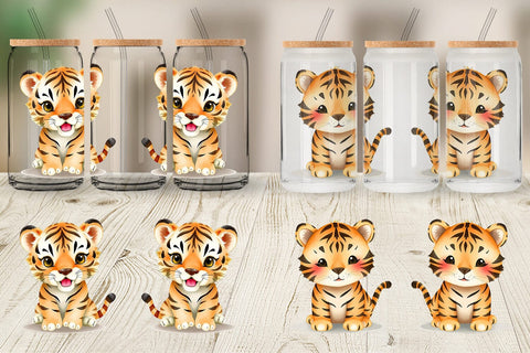 Glass Can Tiger Wildlife Sublimation artnoy 