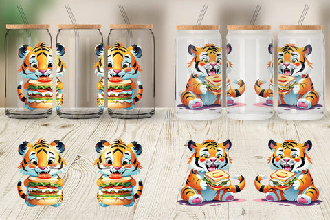Glass Can Tiger with Sandwich Sublimation artnoy 