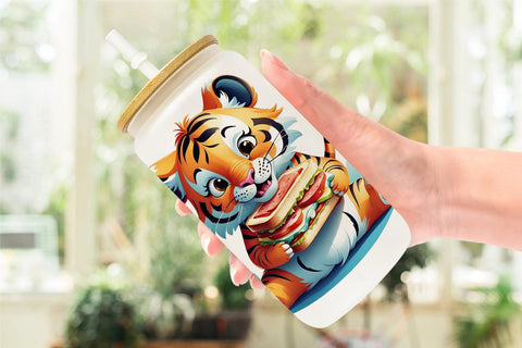Glass Can Tiger with Sandwich Sublimation artnoy 