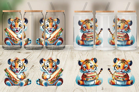 Glass Can Tiger with Sandwich Sublimation artnoy 