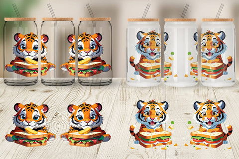 Glass Can Tiger with Sandwich Sublimation artnoy 